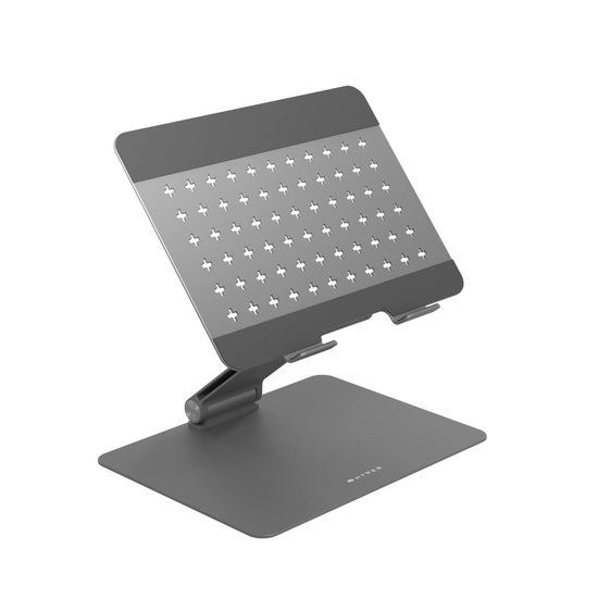 Hyper HyperSpace Ergonomisch Aanpasbare Laptop Stand – Opvouwbaar en Draagbaar – Verbetert Luchtstroom, Voorkomt Oververhitting – Antislip Siliconen Grepen voor Stabiliteit - Grijs