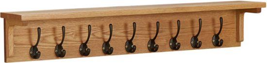 vidaXL Kapstok 90x16x16 cm Massief Eikenhout