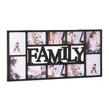 Relaxdays fotolijst familie, voor 10 foto‘s, wandmontage, HxBxD: 36,5 x 72 x 2 cm, collagelijst, fotocollage,zwart