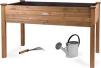 needs&wants® need&wants® Groot houten verhoogd bed voor tuin, balkon, terras, plantenbakset XL rechthoekig smal met vliesfolie, kruidenbed plantenbakdecoratie, 121 x 63 x 75 cm, donkerbruin