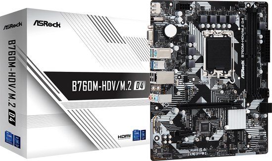 Asrock B760M-HDV/M.2 D4 Intel B760 LGA 1700 Micro ATX Motherboard