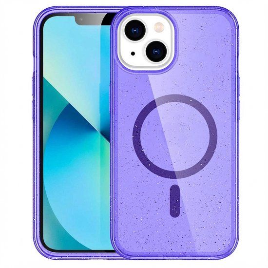 imoshion Sparkle Backcover geschikt voor MagSafe - Glitter Paars - Apple iPhone 14