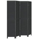 vidaXL Kamerscherm met 4 panelen massief paulowniahout zwart