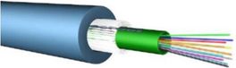 Prysmian Câble fibre optique, 8 fibres, OM3, avec gaine interne et externe bleue