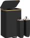 Songmics Wasmand met deksel, 150 liter, 2 vakken, bamboe frame