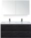 BES LED Porto Badmeubelset 120 cm - 2 Laden Black Oak - Keramische Wastafel Wit Slim met Spiegelkast