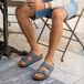 Birkenstock Arizona Birko-Flor Slippers Grijs Smal