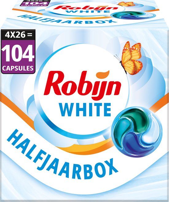 Robijn Wasmiddel - 4-in-1 Wascapsules - Stralend Wit - 4 x 26 stuks - 104 Wasbeurten