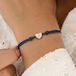 Bracelet cordon personnalisé - Bleu - Cœur argenté