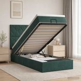 vidaXL Ottoman Bed with Mattress Dark Green 90 x 190 cm Velvet