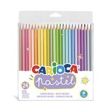 Carioca Pastel kleurpotloden, zeshoekig, wasbaar, voor kinderen, duurzaam, verschillende en heldere kleuren, gemakkelijk te slijpen, 24 stuks