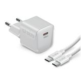 SBS TETRKITGAN1C40MINI Chargeur avec chargeur mural 40W et câble USB-C de 1,5 m - Blanc