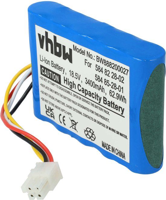 vhbw Accu compatibel met Gardena Sileno + R130Li, Sileno + R130LiC, Sileno + R160Li en Sileno + 4050 grasmaaiers (3400 mAh 18,5 V Li-ion)