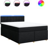 vidaXL Boxspring met matras Stof Zwart 140x200 cm