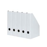 Landré Magazine File Set - 5 stuks lichte witte kartonnen organizers, 7 cm breed, plat verpakt, geschikt voor A4-documenten