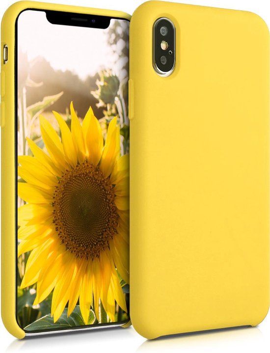 kwmobile telefoonhoesje geschikt voor Apple iPhone XS Max - Hoesje met siliconen coating - Smartphone case in stralend geel