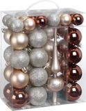 Inge-glas Inge Christmas Kerstballen - 47 stuks - Kunststof - Bruin/Parel/Zilver