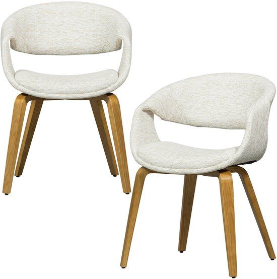 WOOOD Yossi Eetkamerstoelen Houten Naturel Poot - Naturel - Set van 2