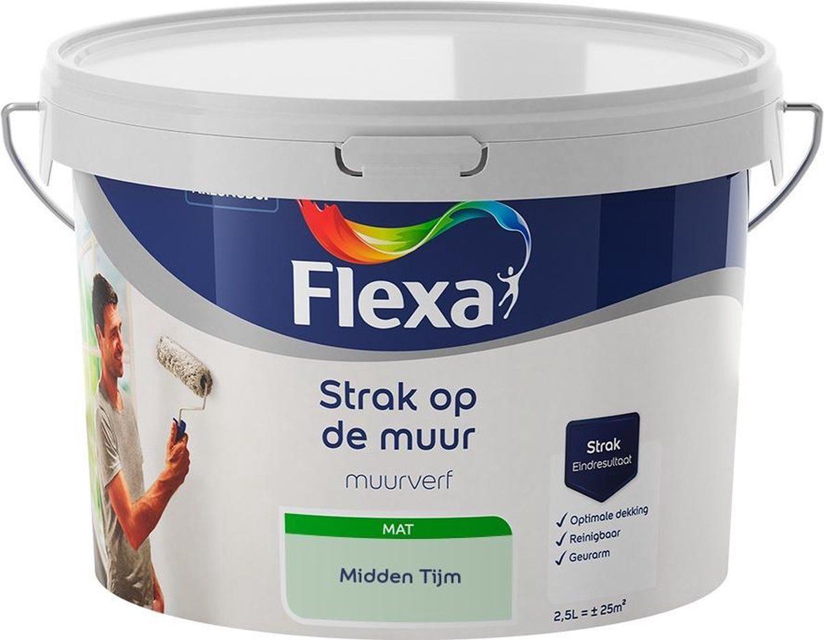 FLEXA Strak op de muur - Muurverf - Midden Tijm - 2,5 liter