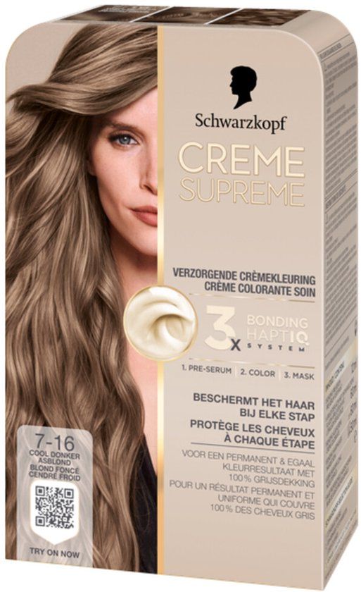Schwarzkopf Creme Supreme Haarkleuring 7-16 Cool Donker Asblond