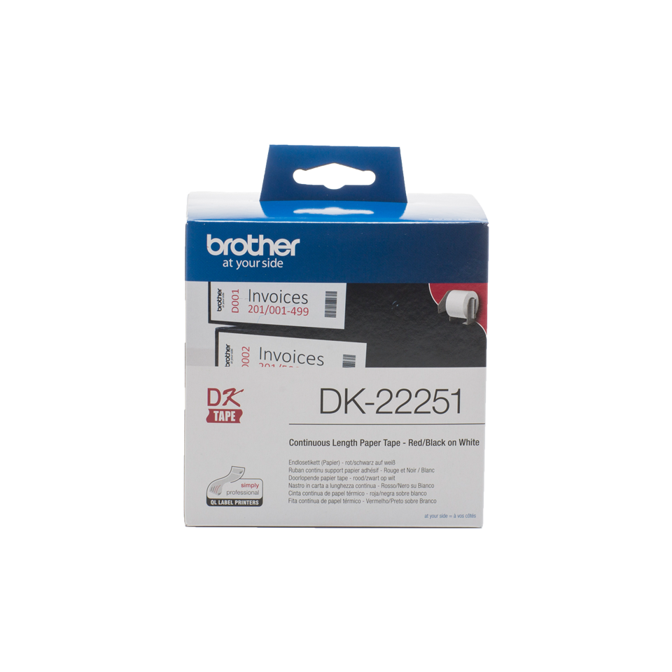 Brother DK-22251 Label Tape - Black, White, Blue - Compatible with QL-800, QL-810W, QL-820NWB