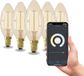 Calex Lampe intelligente - Lot de 5 pièces - Éclairage filament LED Wifi - E14 - Source lumineuse bougie intelligente Or - Dimmable - Lumière blanc chaud - 4,9W
