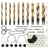 KnitPro Cherie Verwisselbare Rondbreinaalden Set - 10 Maten 3.0-8.0mm - Berkenhouten Naalden met 4 Draaibare Kabels en Accessoires - Stippen Etui