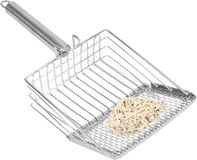 Merkloos / Sans marque Wan GmbH Kattenbakschepje RVS - Schep voor kattenbak - Hygiënisch dierenverblijf - Dubbel gatensysteem - 13.5 x 14 cm - Zilver