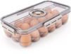Ibenzoa® Porte-œufs de réfrigérateur pratique avec couvercle à minuterie pour œufs frais et utilisation optimale de l'espace