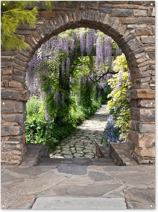 GreatGardenPosters Tuinposter - Doorkijk - Blauwe regen - 120x160 cm - Buitenposter