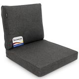 bomoe Set Loungekussen Buiten – Zitkussen 70x70 cm & Rugkussen 70x40 cm – Hoogwaardige Kussens voor Tuinmeubelen, Afneembar Wasbar Hoes –Comfortabel UV-Bestendig Outdoor Tuinkussen anthraciet – ilano