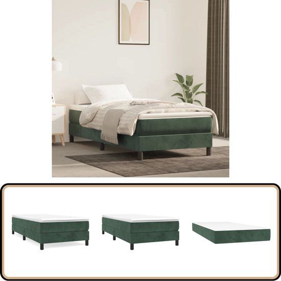 vidaXL Boxspring met matras fluweel donkergroen 80x200 cm
