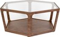 Dutchbone Sita Salontafel Zeshoekig Glas/ Hout Bruin - Retro & Vintage