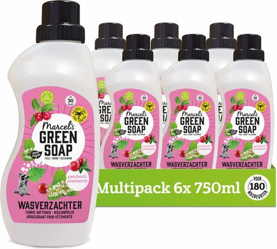 Marcel's Green Soap Wasverzachter - Patchouli & Cranberry - 6 x 750ml