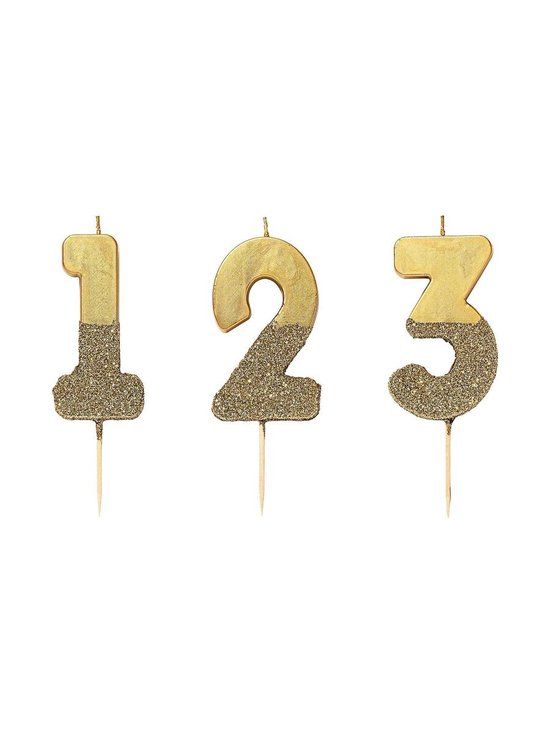 TALKING TABLES - Goudkleurige glitter cijfer kaars