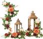Guirlande de fleurs Lanterne Décoration - Guirlande de fleurs artificielles - Décoration de mariage - Set préfabriqué - 6 pièces 60cm - Terracotta