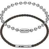 Marc Lauder Bracelet cuir véritable/acier inoxydable