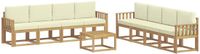 vidaXL - Bank loungeset - 8 zitplekken - Wit en crèmekleurig - Acacia hout