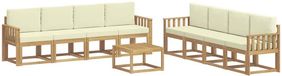 vidaXL - Bank loungeset - 8 zitplekken - Wit en crèmekleurig - Acacia hout