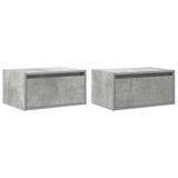 vidaXL Nachtkastjes voor aan de muur met LED-verlichting, 2 stuks, betongrijs
