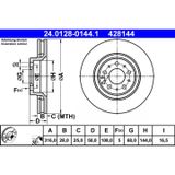 ATE Lot De 2 Disques De Frein 24.0128-0144.1 Volvo 30636074 30736406