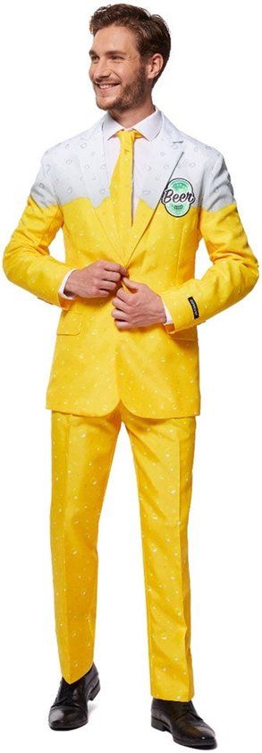 Suitmeister Opposuits Suitmeister Premium Beer Yellow - Heren Pak - Carnavalskleding - Goud Geel - Bier Kostuum - Carnaval - Maat S