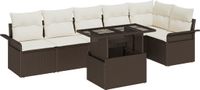 vidaXL Tuinbank Set 7-delig Bruin Polyrotan