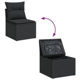 vidaXL 9-delige Loungeset met Kussens, Poly Rattan, Zwart