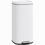 HOMCOM 30L Keukenafvalemmer met deksel pedaalemmer wit | Soft-Close- en openhoudfunctie, uitneembare binnenemmer, vingerafdrukbestendig, afvalemmer voor keuken, thuis, kantoor