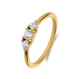Lucardi Dames Stainless steel goldplated ring met zirkonia voor dames - Ring - Staal - Goudkleurig - 18 / 57 mm