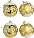 Gerimport Boules de Noël - doré - 4PC - décoré - D8 cm - plastique