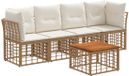 vidaXL - Salon de jardin - 4 places assises - Polyester - Naturel