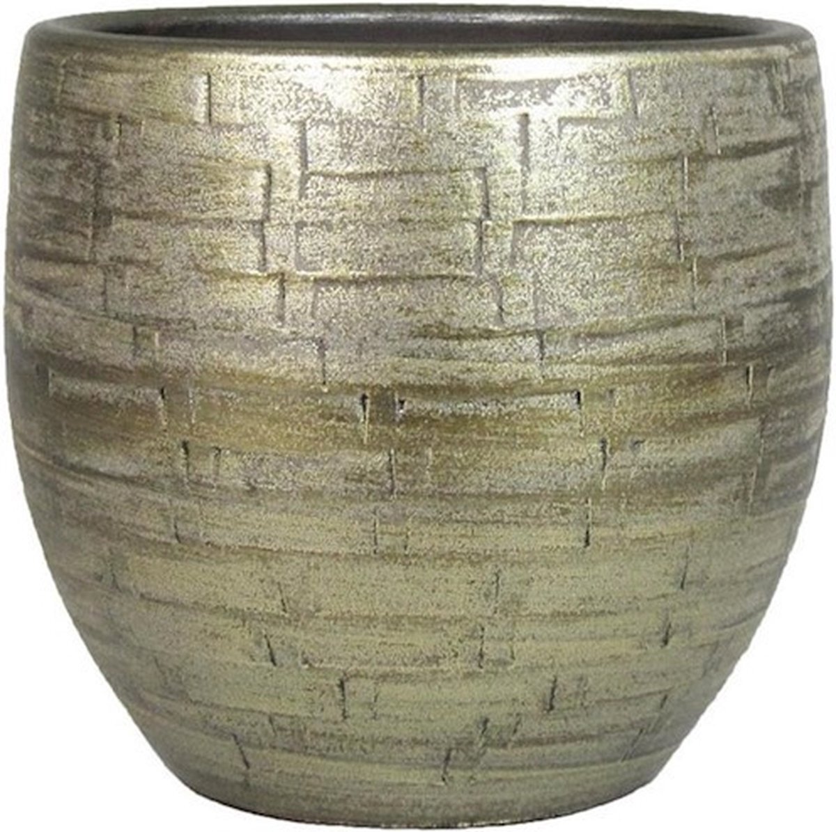 Bela Arte Plantenpot/bloempot - keramiek - goud glans - D18/H16 cm