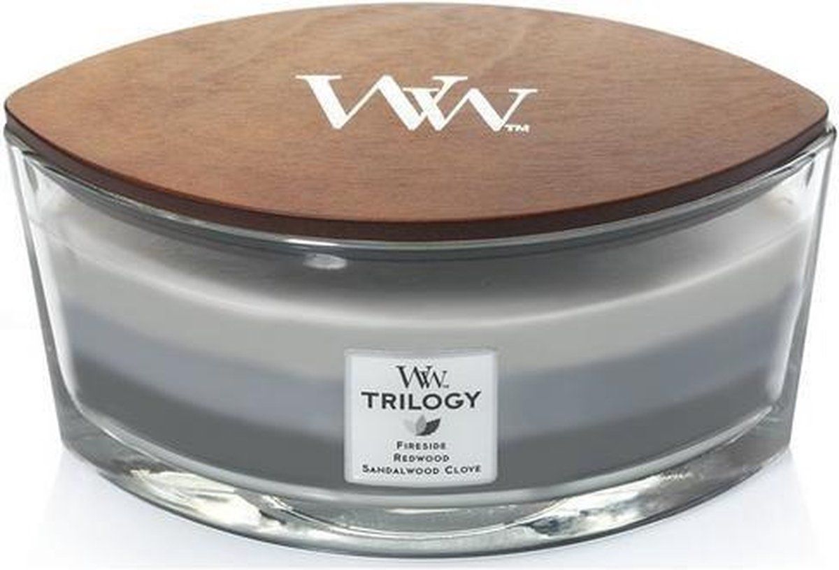 Woodwick Heartwick Flame Ellipse Trilogy Geurkaars - Warm Woods - 454ml